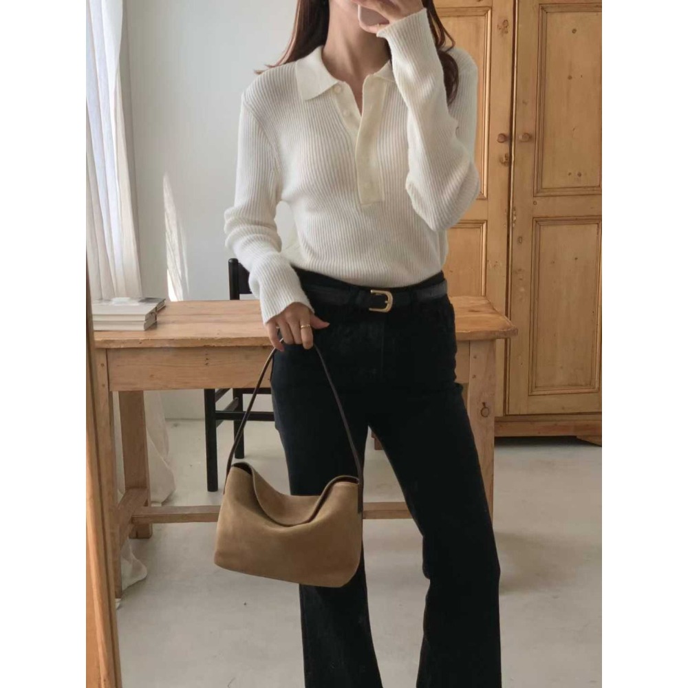 202511正韓🇰🇷麂皮俐落簡約翻蓋腋下hobo包 4色-細節圖8