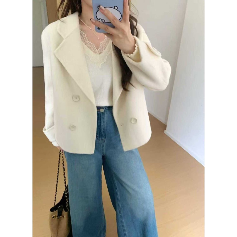 202511正韓🇰🇷100%羊毛🐑幹練短版大衣西裝外套 2色-細節圖2