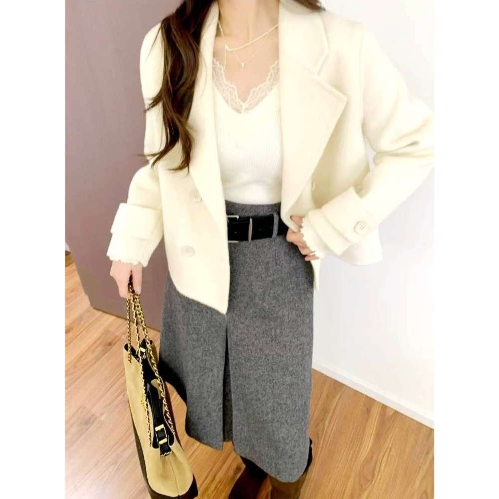202511正韓🇰🇷100%羊毛🐑幹練短版大衣西裝外套 2色-細節圖5