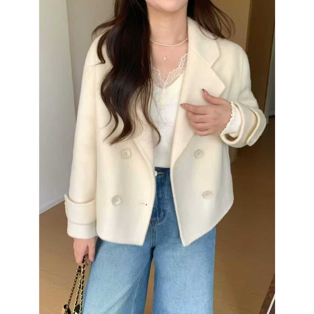 202511正韓🇰🇷100%羊毛🐑幹練短版大衣西裝外套 2色-規格圖9