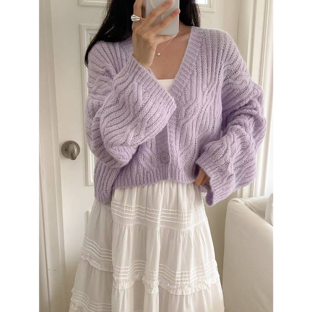 202511百元正韓🇰🇷寬鬆鉤針織鏤空顯瘦大v領 大胸友善 兩穿上衣外套 2色-細節圖7