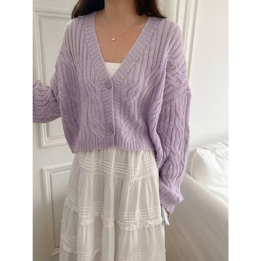 202511百元正韓🇰🇷寬鬆鉤針織鏤空顯瘦大v領 大胸友善 兩穿上衣外套 2色-規格圖9