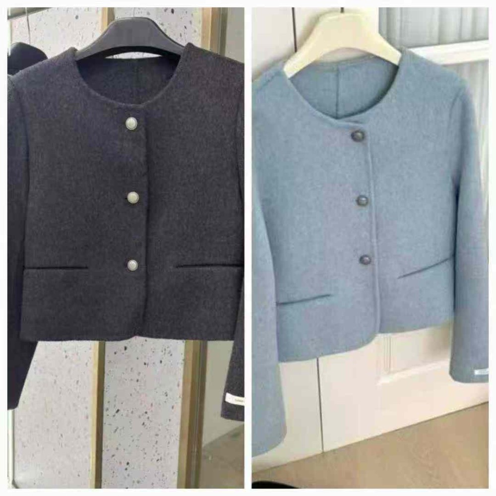 202511正韓新品🇰🇷氣質千金 寶寶藍 復古釦 100%手作羊毛外套-細節圖5