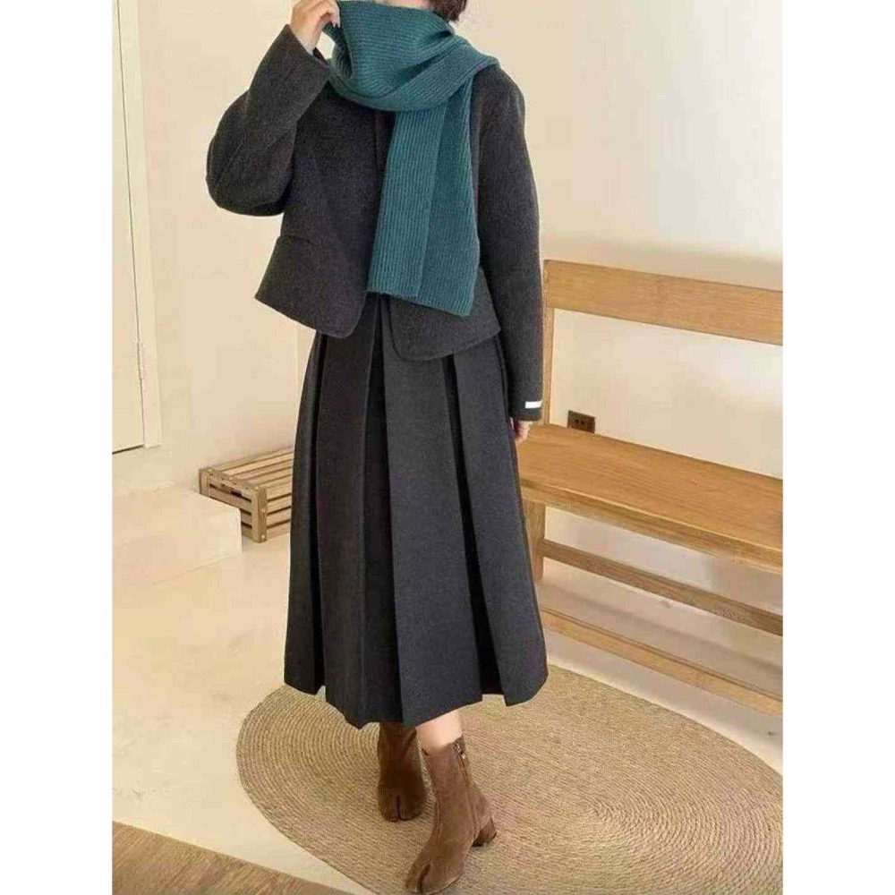 202511正韓新品🇰🇷氣質千金 寶寶藍 復古釦 100%手作羊毛外套-細節圖7