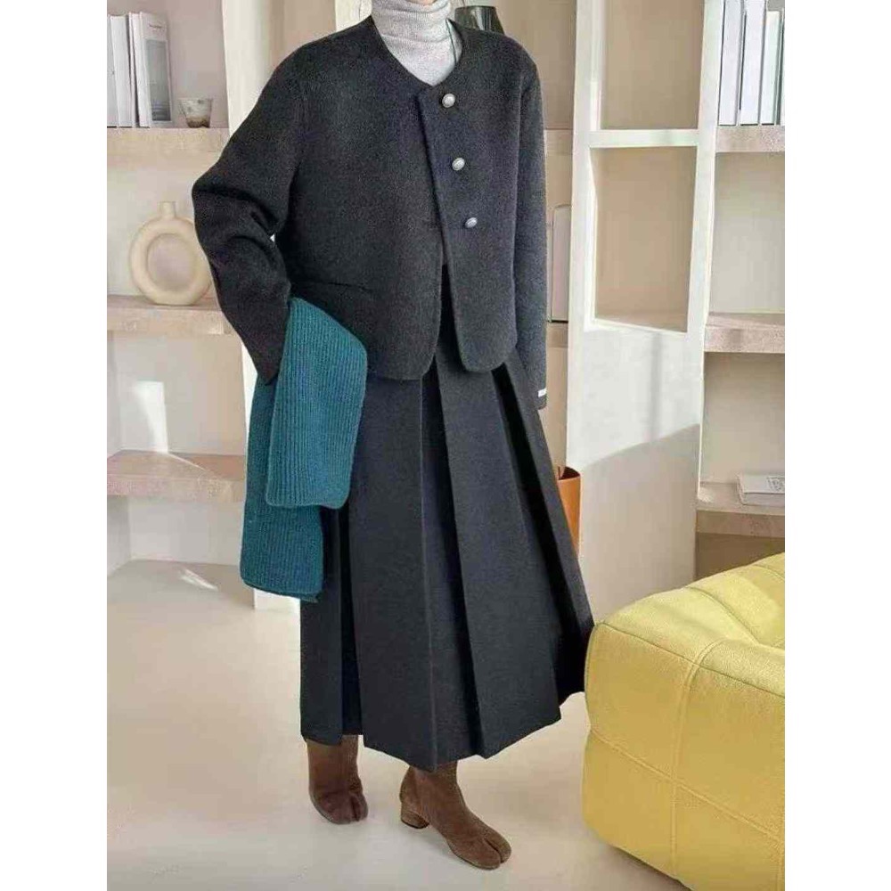 202511正韓新品🇰🇷氣質千金 寶寶藍 復古釦 100%手作羊毛外套-規格圖9