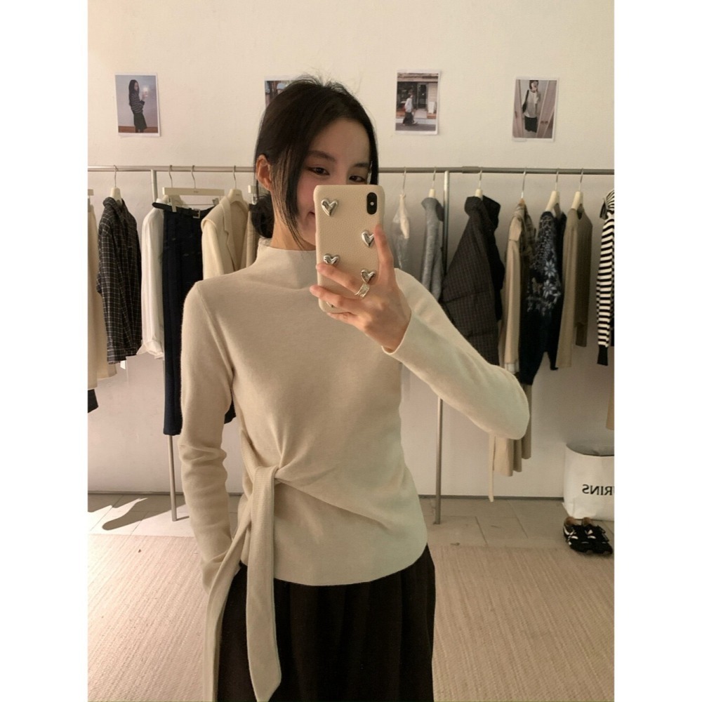［台中現貨⚡️］202511小資💘 純色內搭最推 每年必買針織上衣 萊賽爾羊毛綁代半高領針織毛衣 10%羊毛-細節圖7