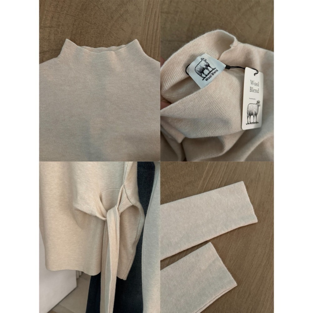 ［台中現貨⚡️］202512歐洲旅拍新品💘 純色內搭最推 每年必買針織上衣 萊賽爾羊毛綁代半高領針織毛衣 10%羊毛-細節圖3