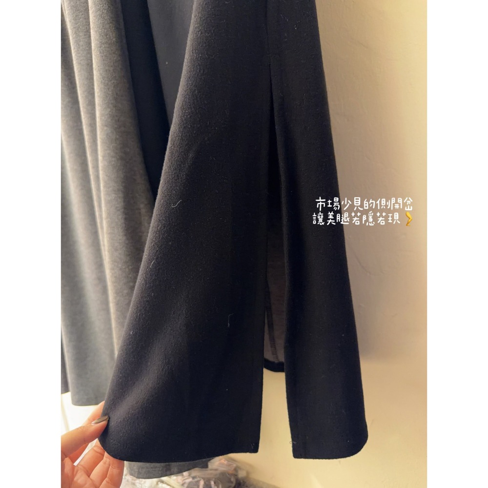 ［台中現貨⚡️］202511小資💘廠商訂製款✨激瘦真的不一樣 高腰側開衩超修飾毛呢長裙  深灰/黑色 2色-細節圖9