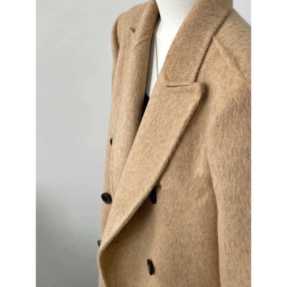 202512小資💘超韓高級感雙面毛呢駝色大衣西裝外套 含70%羊毛 小個子友善 SM-細節圖3