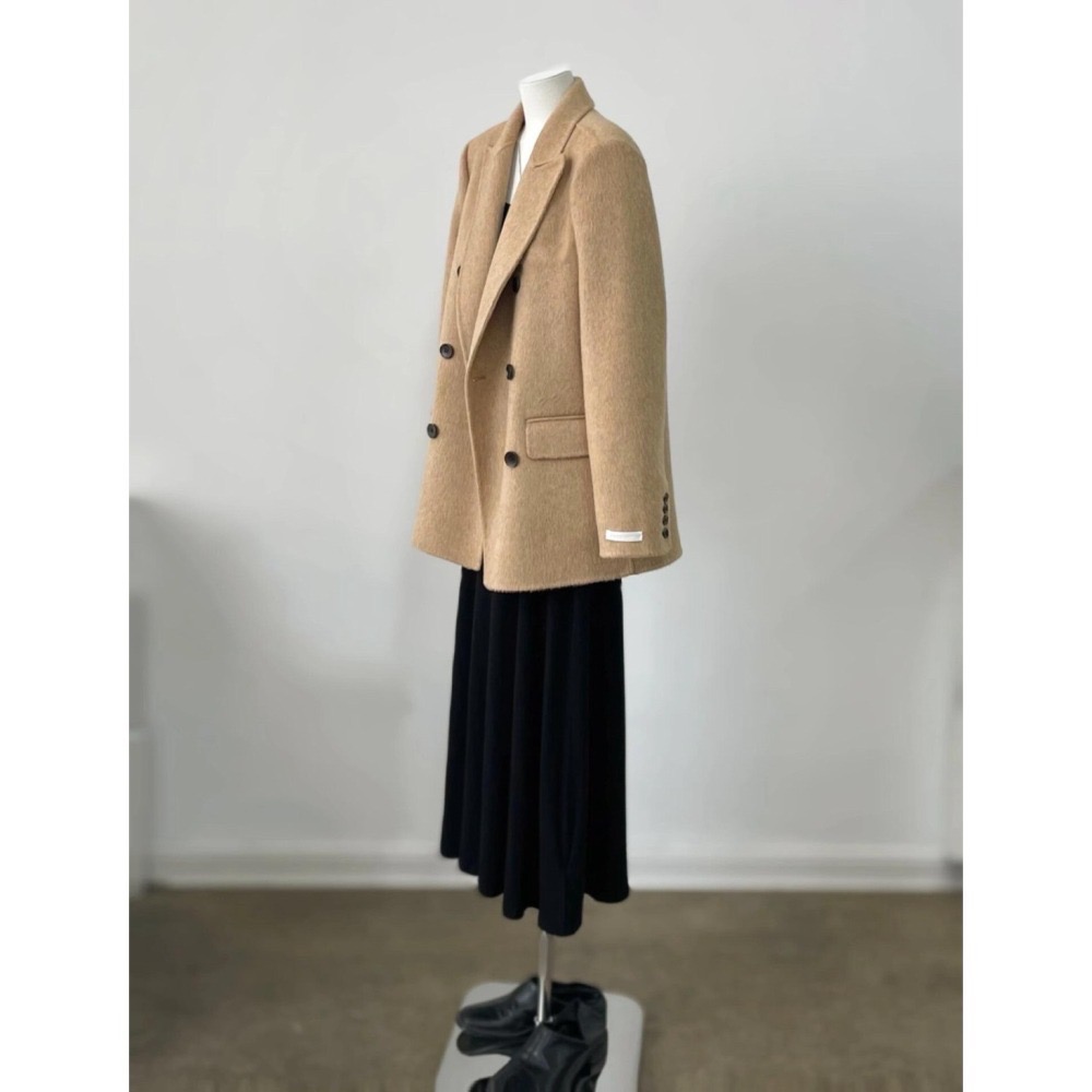 202512小資💘超韓高級感雙面毛呢駝色大衣西裝外套 含70%羊毛 小個子友善 SM-細節圖6