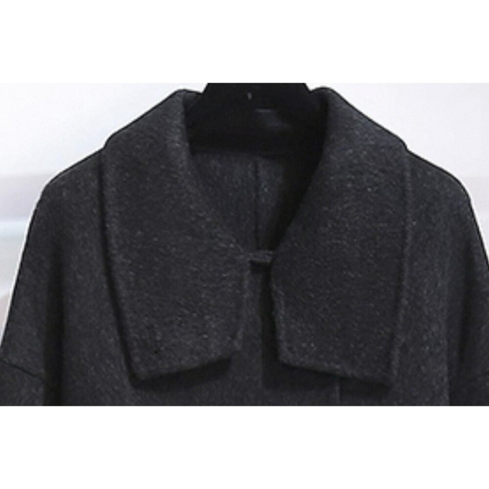 202512小資💘 (含100%澳洲羊毛)設計師款立領雙面羊毛大衣寬鬆雙排扣毛呢大衣外套 SM-細節圖6