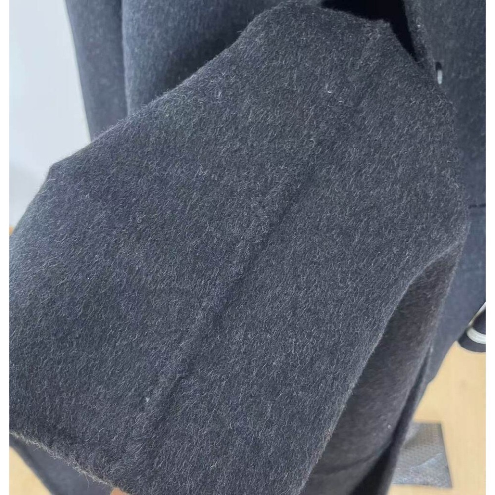 202512小資💘 (含100%澳洲羊毛)設計師款立領雙面羊毛大衣寬鬆雙排扣毛呢大衣外套 SM-細節圖11