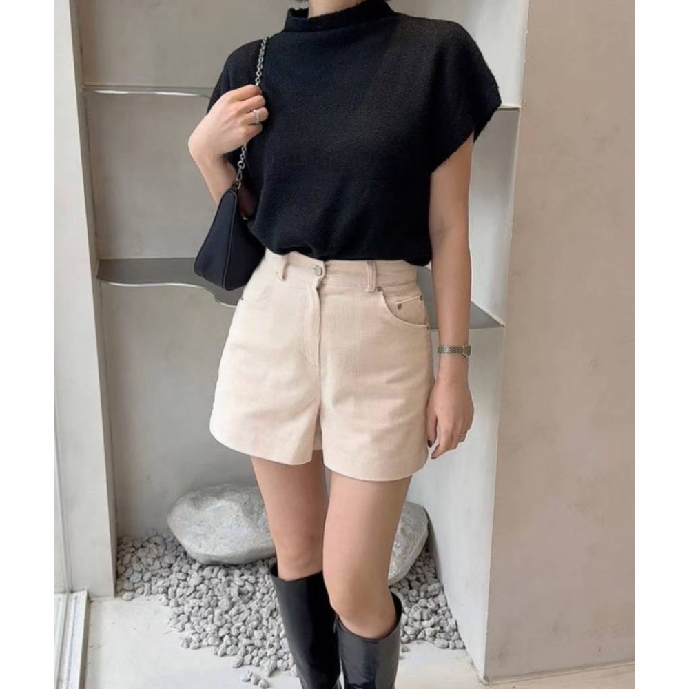 ［台中現貨⚡️］202511百元正韓🇰🇷顯瘦肉肉手臂 小高領 薄針織短袖毛衣 3色 可四季-細節圖5