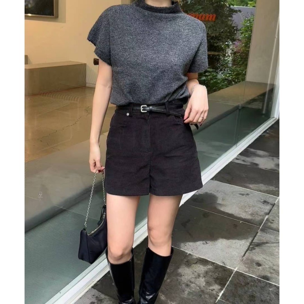 ［台中現貨⚡️］202512百元正韓🇰🇷顯瘦肉肉手臂 小高領 薄針織短袖毛衣 3色 可四季-規格圖6