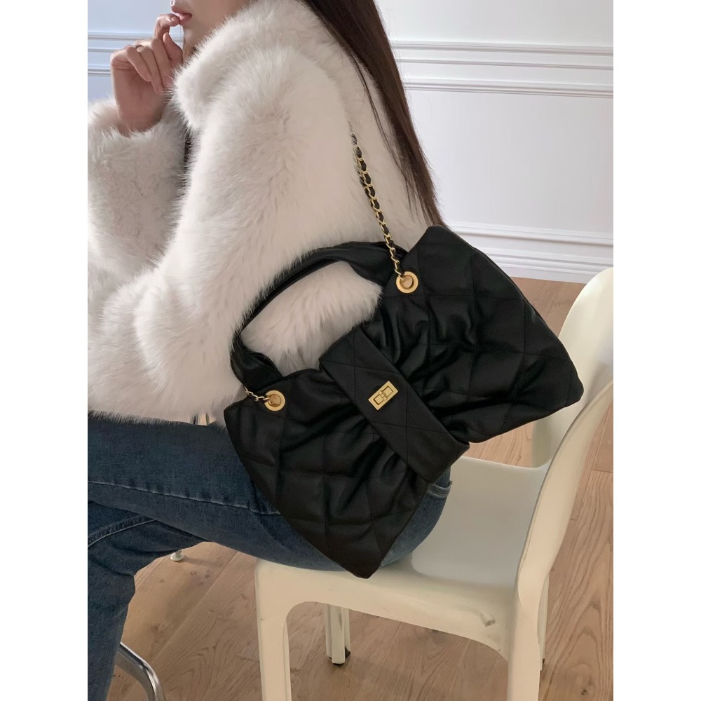 202511正韓🇰🇷小羊皮 蝴蝶結造型小香風皮穿鏈 手提斜挎包 2尺寸-細節圖6