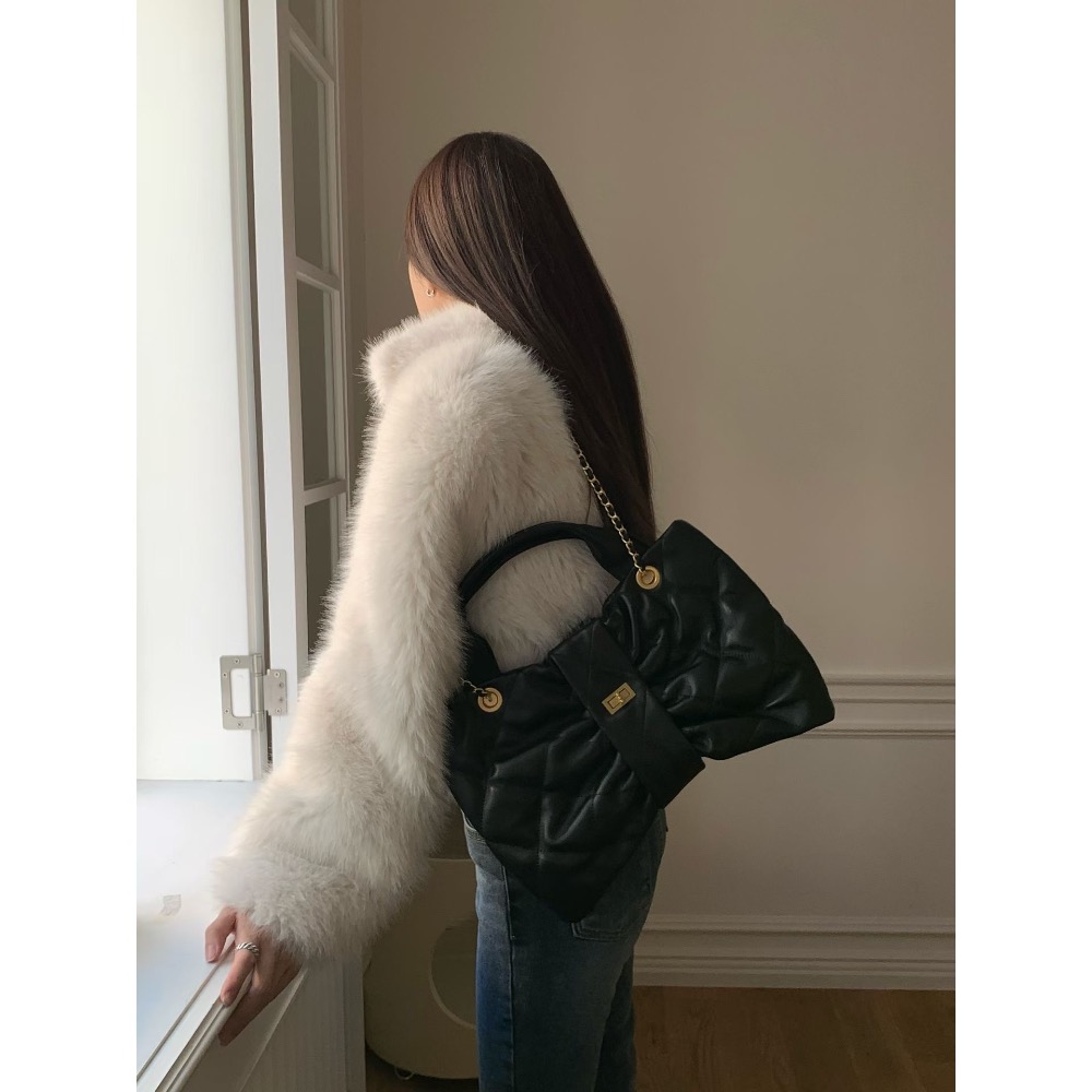 202511正韓🇰🇷小羊皮 蝴蝶結造型小香風皮穿鏈 手提斜挎包 2尺寸-細節圖7