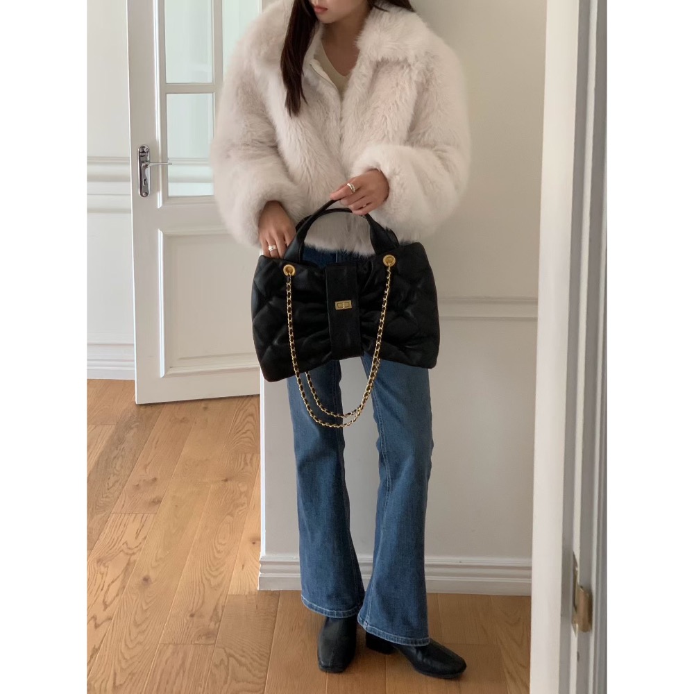 202511正韓🇰🇷小羊皮 蝴蝶結造型小香風皮穿鏈 手提斜挎包 2尺寸-細節圖9