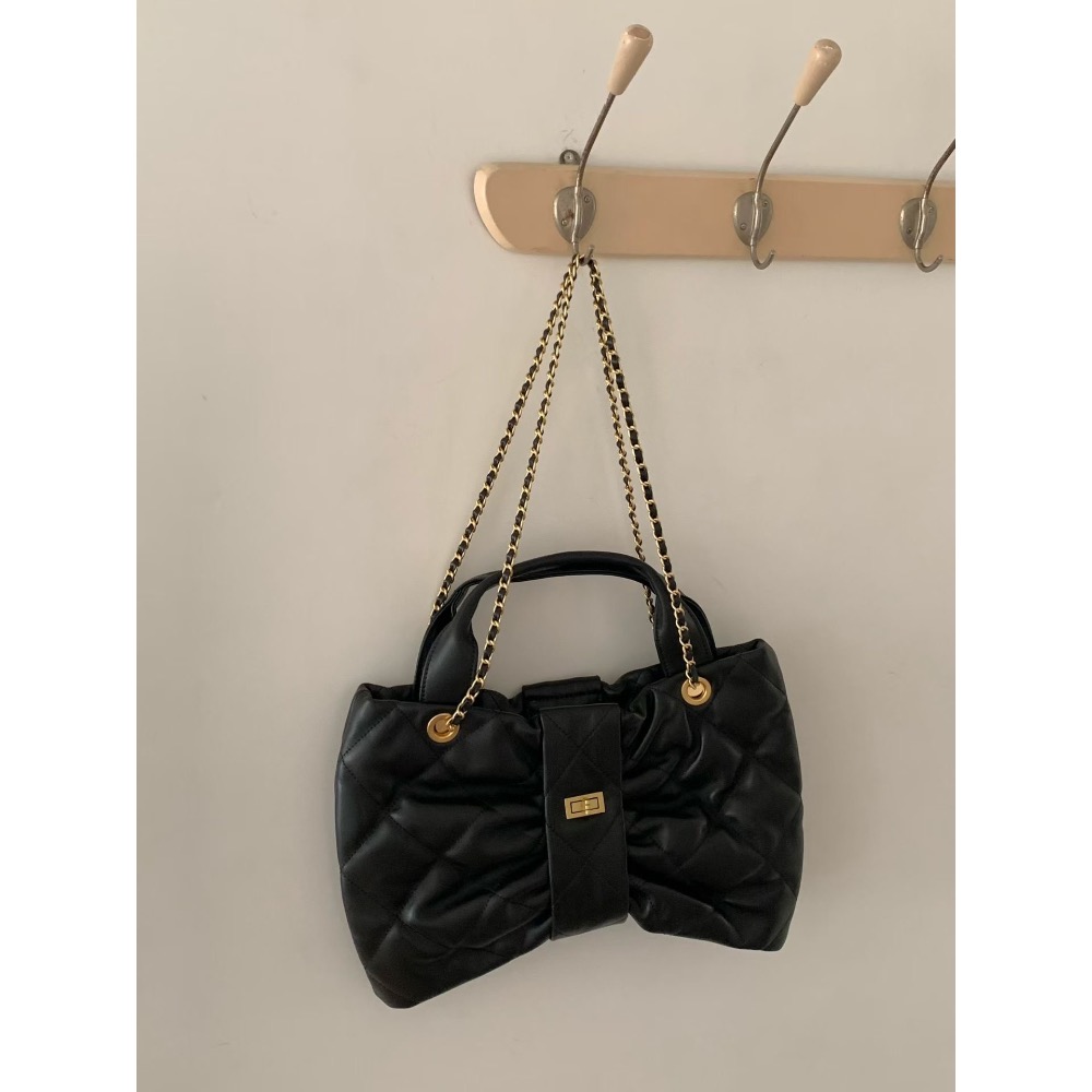 202511正韓🇰🇷小羊皮 蝴蝶結造型小香風皮穿鏈 手提斜挎包 2尺寸-細節圖10