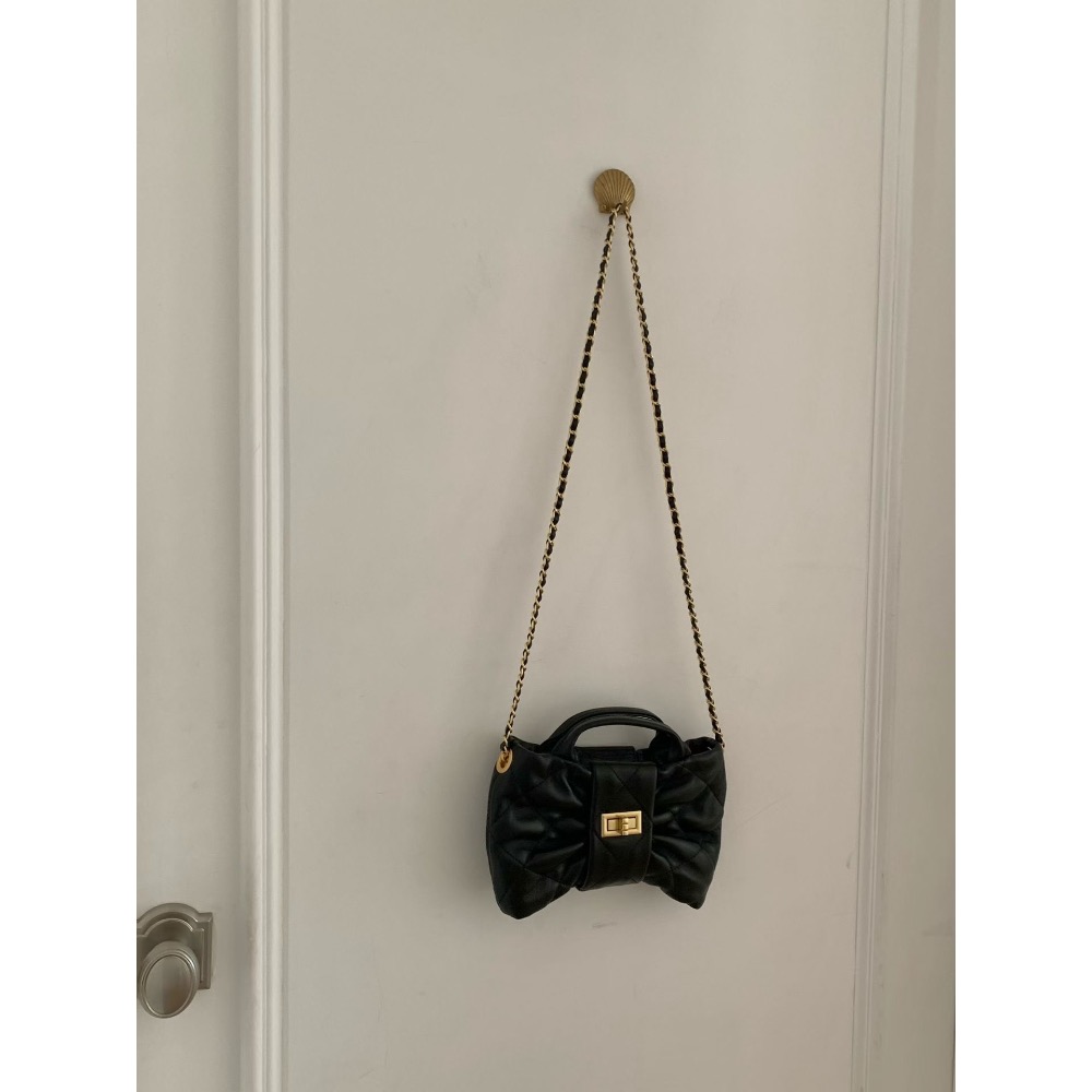 202511正韓🇰🇷小羊皮 蝴蝶結造型小香風皮穿鏈 手提斜挎包 2尺寸-規格圖11