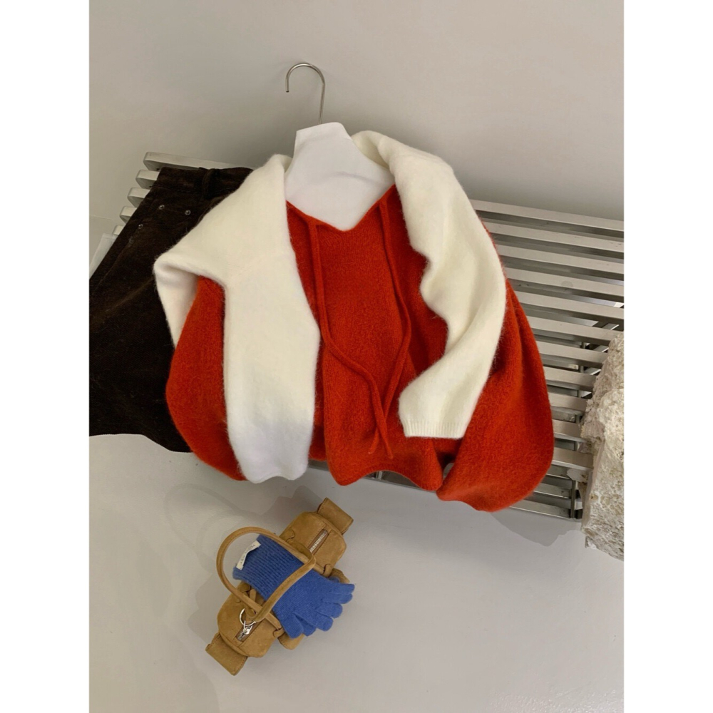 202511小資💘柔軟親膚 10%兔毛 綁帶簡約溫柔毛衣 大胸友善  7色-細節圖7