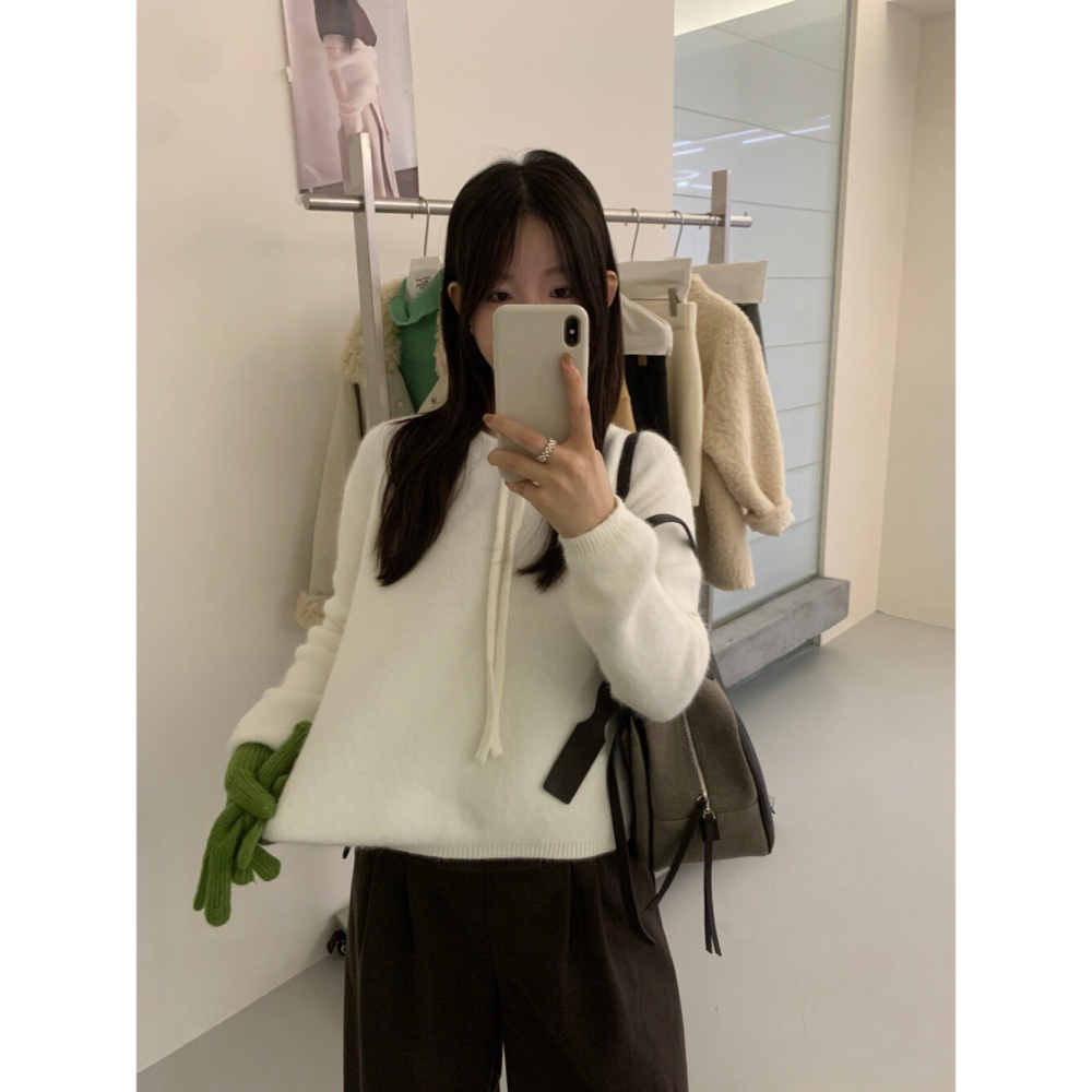 202511小資💘柔軟親膚 10%兔毛 綁帶簡約溫柔毛衣 大胸友善  7色-細節圖8