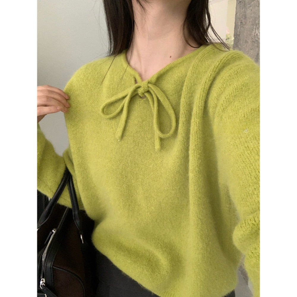 202511小資💘柔軟親膚 10%兔毛 綁帶簡約溫柔毛衣 大胸友善  7色-細節圖10