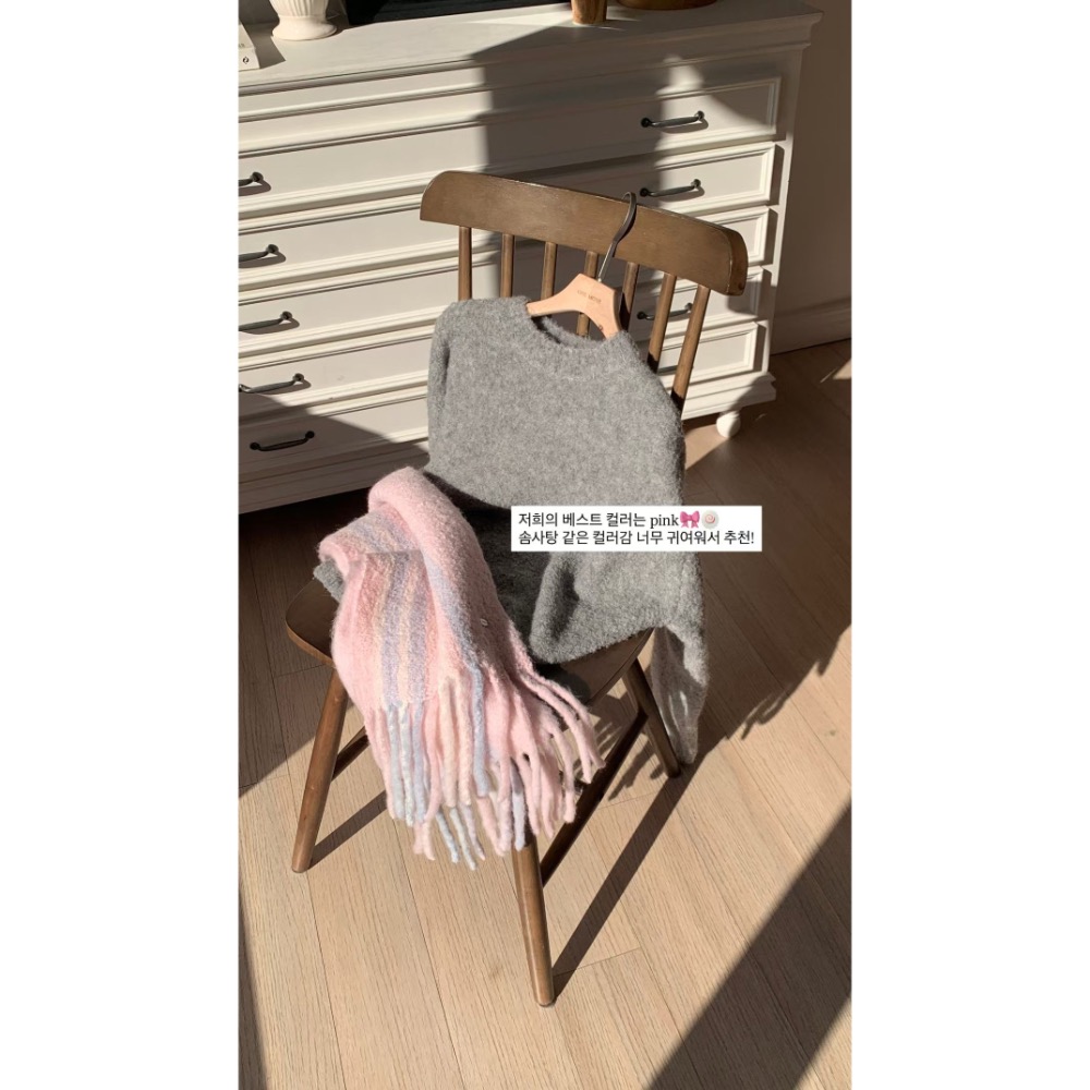 202512正韓🇰🇷韓劇女主 繽紛彩色雙面格紋   羊毛流蘇 大條寬版圍巾 馬卡龍色 5色-細節圖7