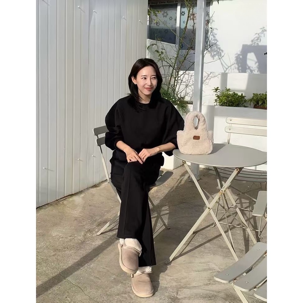 202512正韓🇰🇷簡約高級鬆弛感 棉質套裝 顯瘦飛鼠袖 慵懶百搭黑白-細節圖7