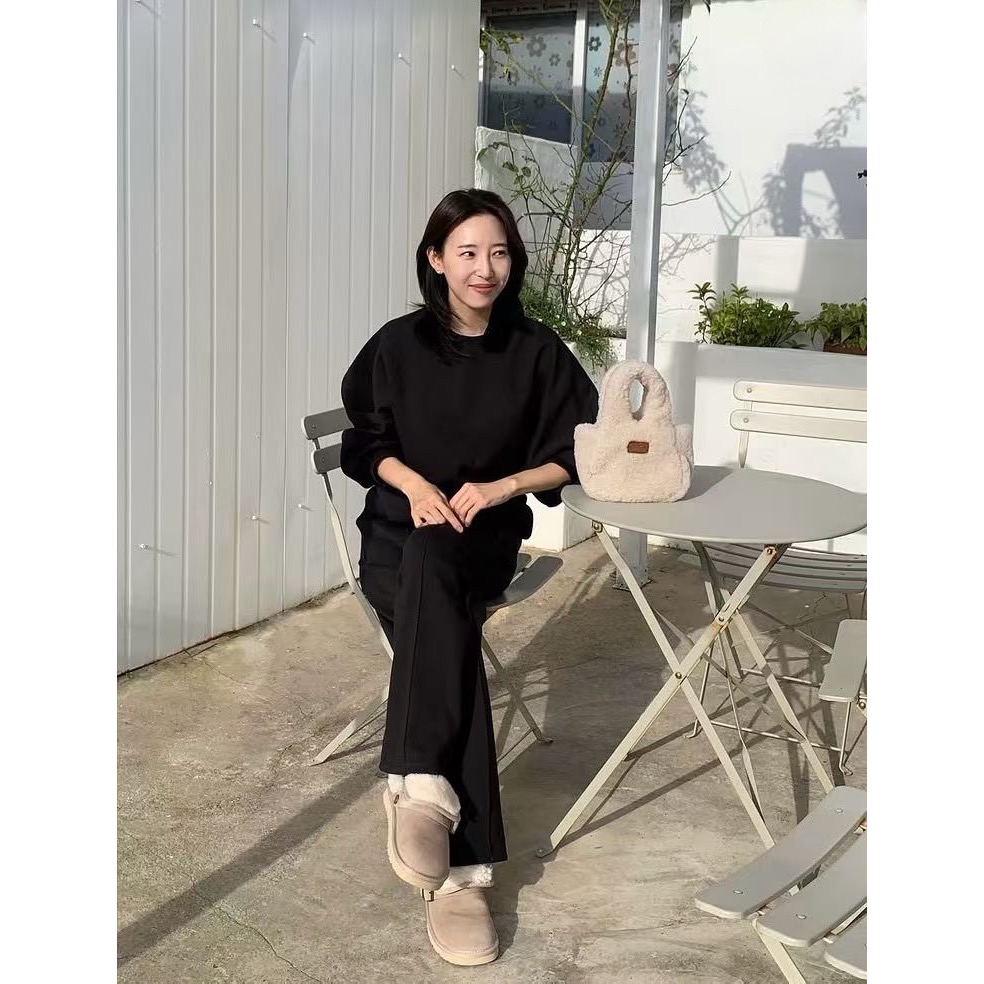 202512正韓🇰🇷簡約高級鬆弛感 棉質套裝 顯瘦飛鼠袖 慵懶百搭黑白-細節圖10