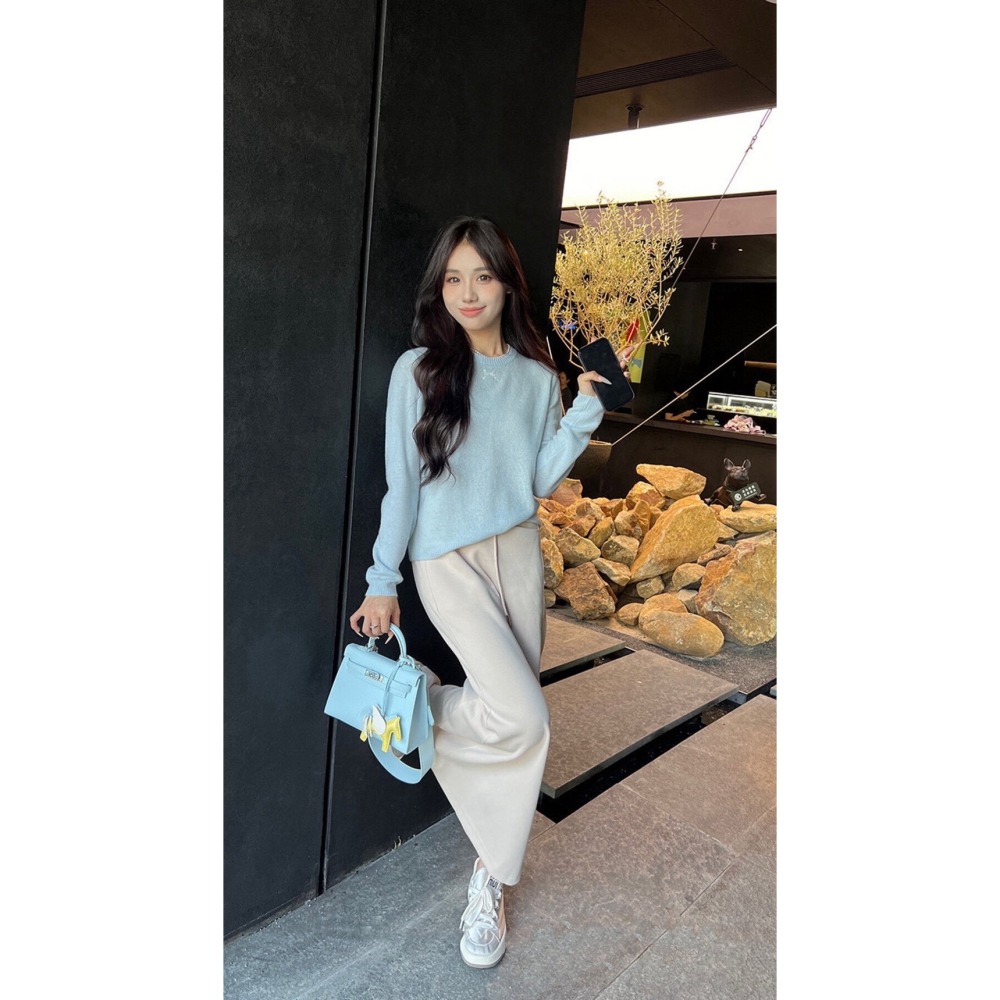 台中現貨 小眾設計款後背立體蝴蝶結六色針織衫 內搭 寶寶藍 AA8413-細節圖5