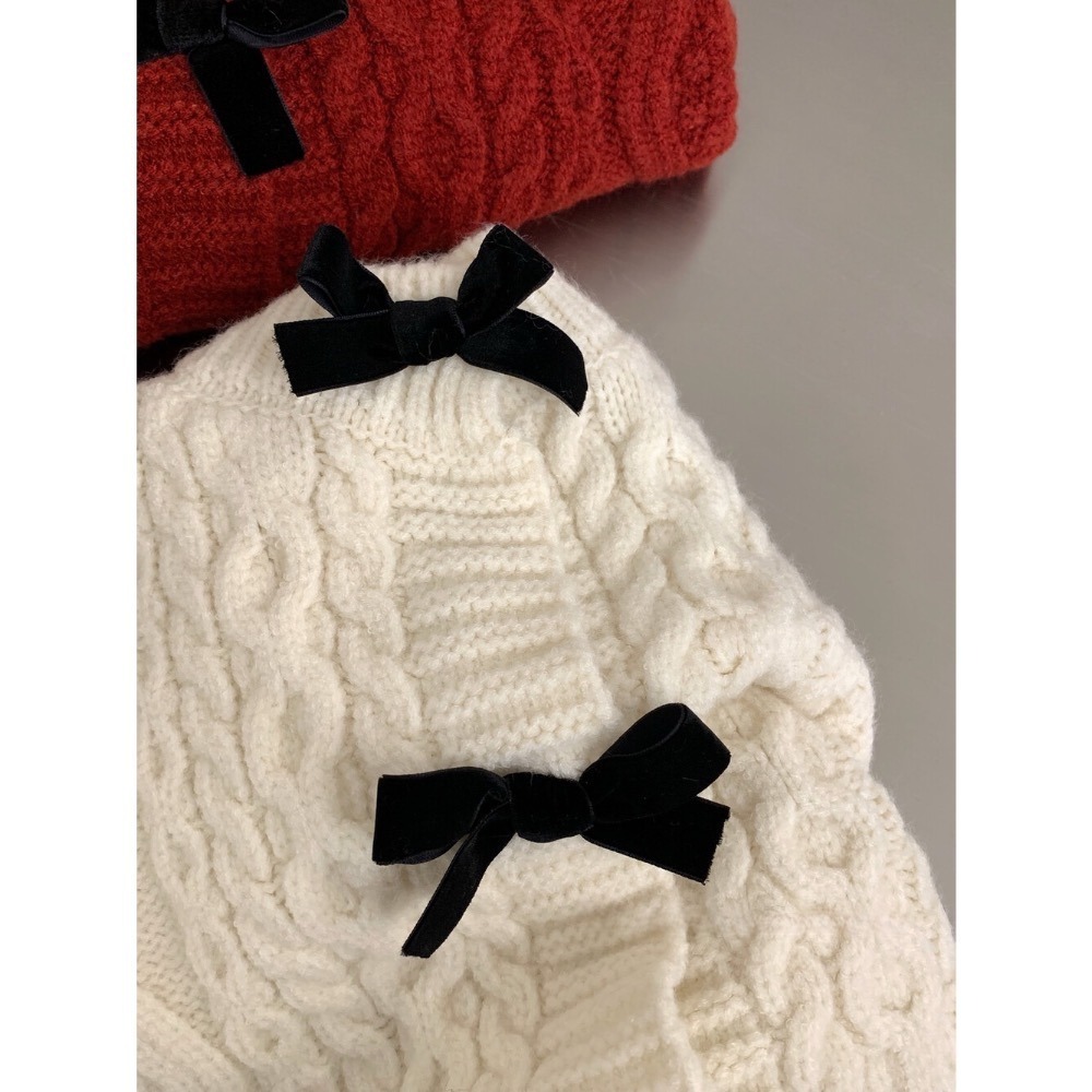 ［台中現貨⚡️過年紅色毛衣］💘 過年紅色毛衣 立體蝴蝶結針織毛線帽子外套上衣 10392-# LWD-細節圖11