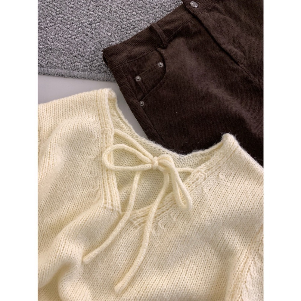 ［台中現貨⚡️過年紅色毛衣］💘韓系兩面穿溫柔綁帶蝴蝶結軟糯舒適甜美套頭保暖毛衣（含12%羊毛）過年紅色毛衣25178-細節圖11