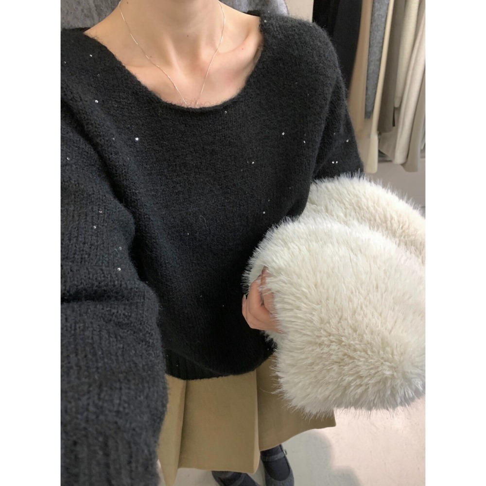 ［台中現貨⚡️過年紅色毛衣］💘細閃亮兩面穿溫柔綁帶蝴蝶結軟糯舒適甜美套頭保暖毛衣（含8%羊毛）過年紅色毛衣06742-細節圖8