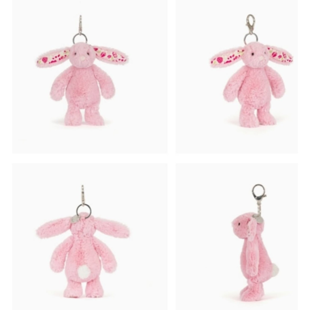 台中正品現貨⚡️jellycat上海北京限定兔吊飾 紫花布瑟紫珀 粉花布芙珞馨 Bunny Bag Charm-細節圖9