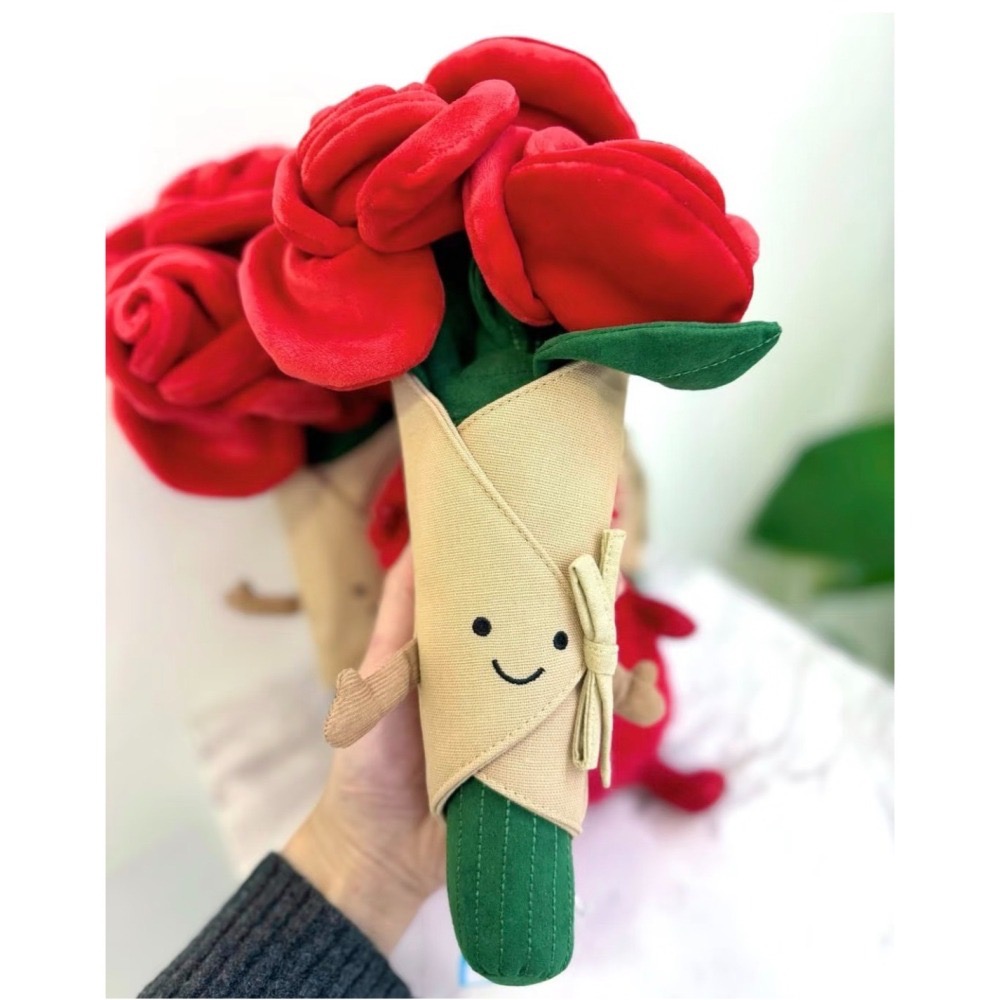 台中現貨 Jellycat 正品 玫瑰花束 彩色花束 捧花 含吊卡保護套  Rose Bouquet Flowers-細節圖2