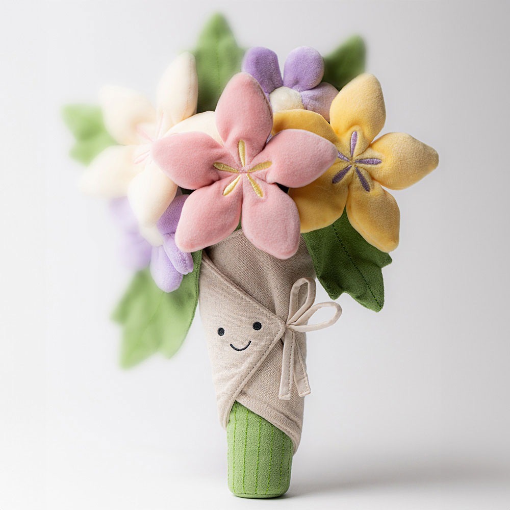 台中現貨 Jellycat 正品 玫瑰花束 彩色花束 捧花 含吊卡保護套  Rose Bouquet Flowers-細節圖6