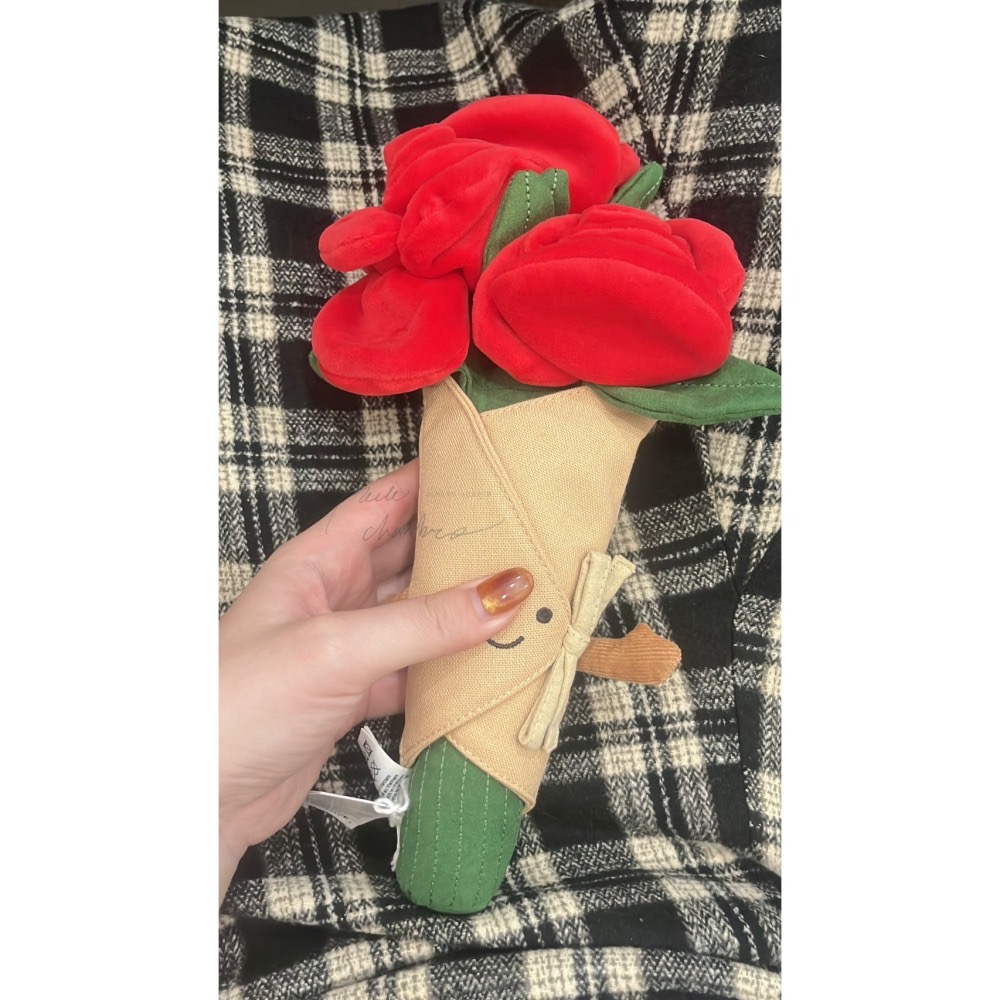台中現貨 Jellycat 正品 玫瑰花束 彩色花束 捧花 含吊卡保護套  Rose Bouquet Flowers-細節圖10