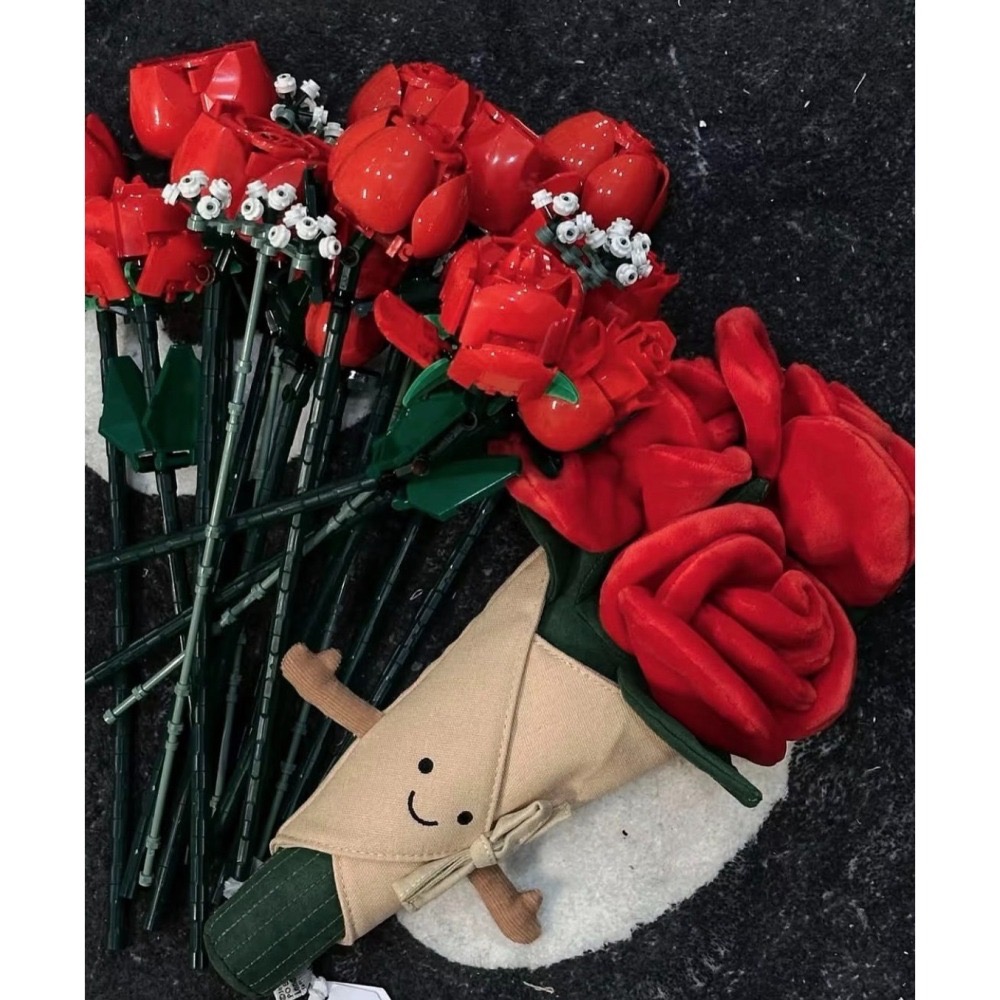 台中現貨 Jellycat 正品 玫瑰花束 彩色花束 捧花 含吊卡保護套  Rose Bouquet Flowers-細節圖11