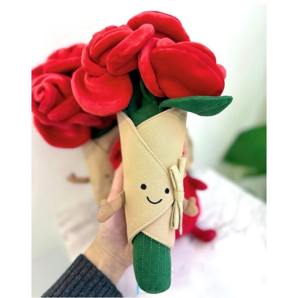 台中現貨 Jellycat 正品 玫瑰花束 彩色花束 捧花 含吊卡保護套  Rose Bouquet Flowers-細節圖2