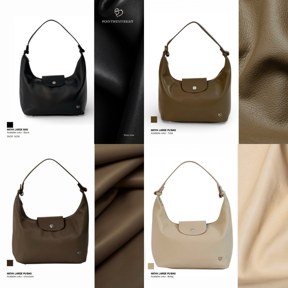 台中現貨⚡️最新皮革 泰國Pony包品牌 大號MoYa 皮革材質/金釦 掀蓋腋下包 多背法 手提/肩背/斜跨-細節圖2