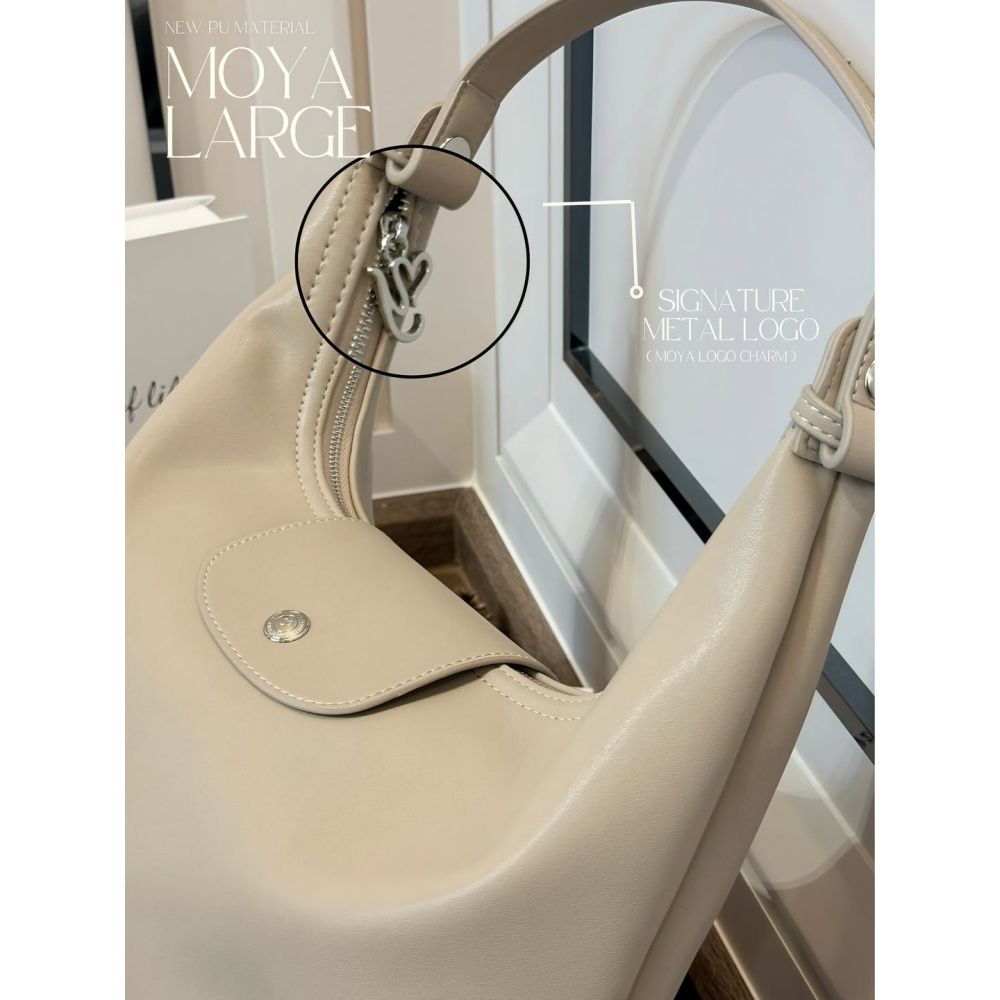 台中現貨⚡️最新皮革 泰國Pony包品牌 大號MoYa 皮革材質/金釦 掀蓋腋下包 多背法 手提/肩背/斜跨-細節圖9