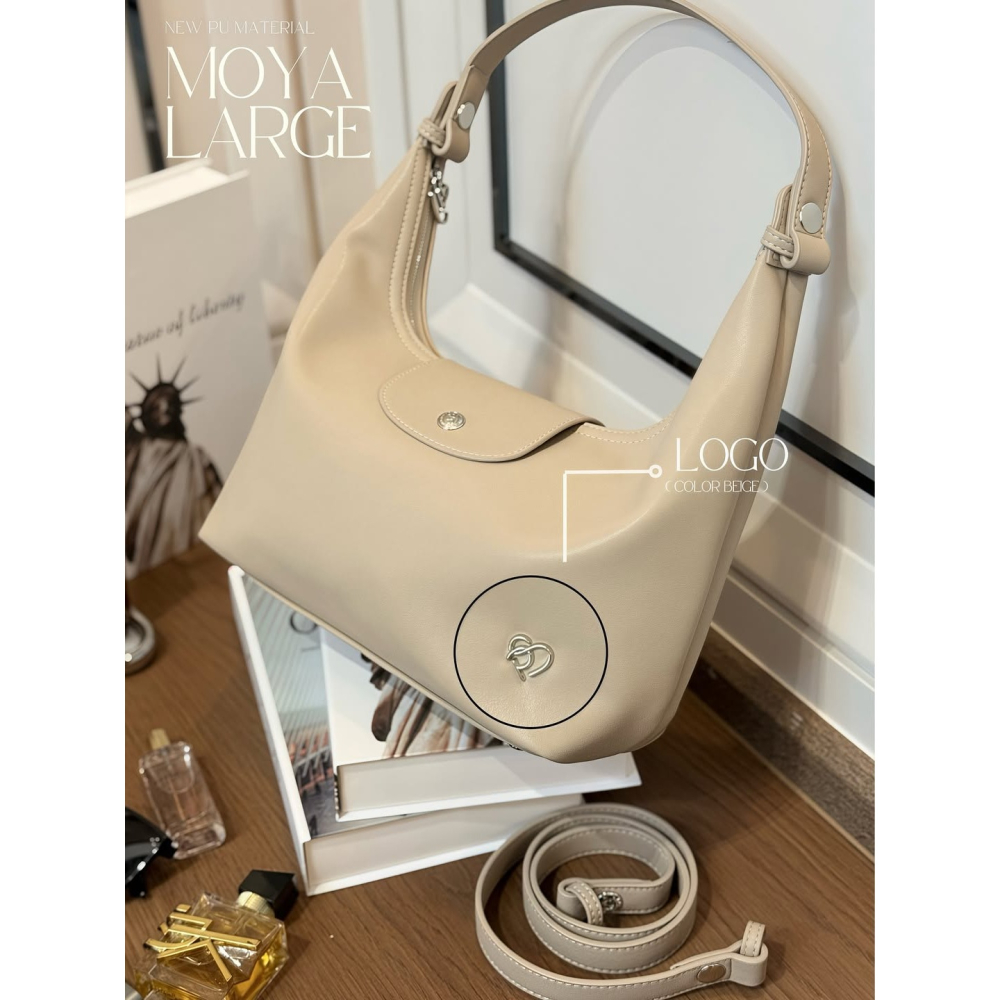 台中現貨⚡️最新皮革 泰國Pony包品牌 大號MoYa 皮革材質/金釦 掀蓋腋下包 多背法 手提/肩背/斜跨-細節圖11
