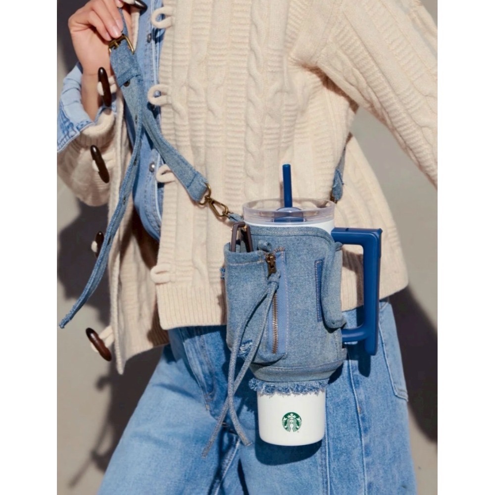 台中現貨🔥星巴克正品 丹寧杯套背袋＋1180ml白色不鏽鋼冰霸杯✨丹寧星咖系列 中國限定 2026 3月新品-規格圖7