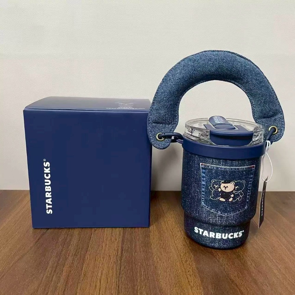 435ml不鏽鋼杯＋丹寧胖胖手柄