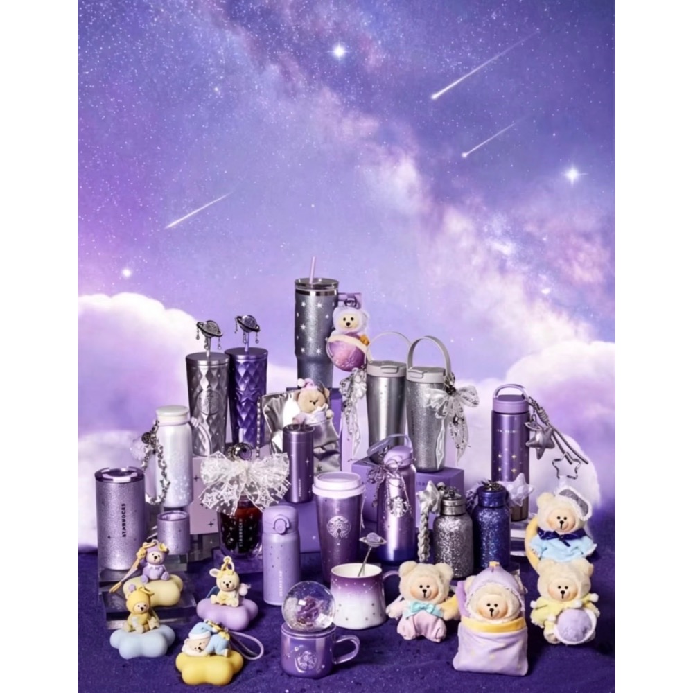 台中現貨🔥星巴克正品 紫夜星河系列 星星杯 水晶球🔮 不鏽鋼保溫杯 銀河 y2k  中國限定 2026-細節圖2