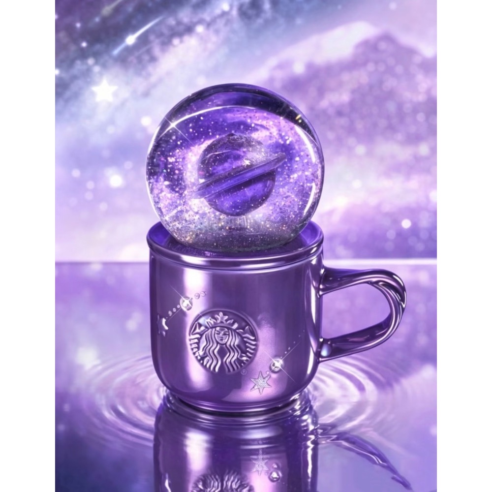 台中現貨🔥星巴克正品 紫夜星河系列 星星杯 水晶球🔮 不鏽鋼保溫杯 銀河 y2k  中國限定 2026-細節圖4