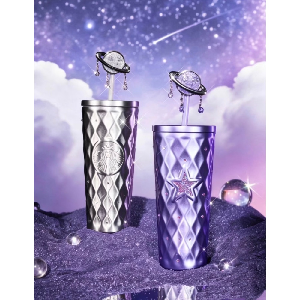 台中現貨🔥星巴克正品 紫夜星河系列 星星杯 水晶球🔮 不鏽鋼保溫杯 銀河 y2k  中國限定 2026-細節圖5