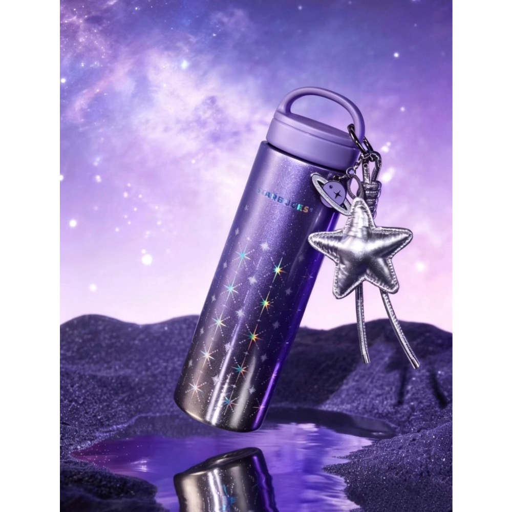 台中現貨🔥星巴克正品 紫夜星河系列 星星杯 水晶球🔮 不鏽鋼保溫杯 銀河 y2k  中國限定 2026-細節圖6