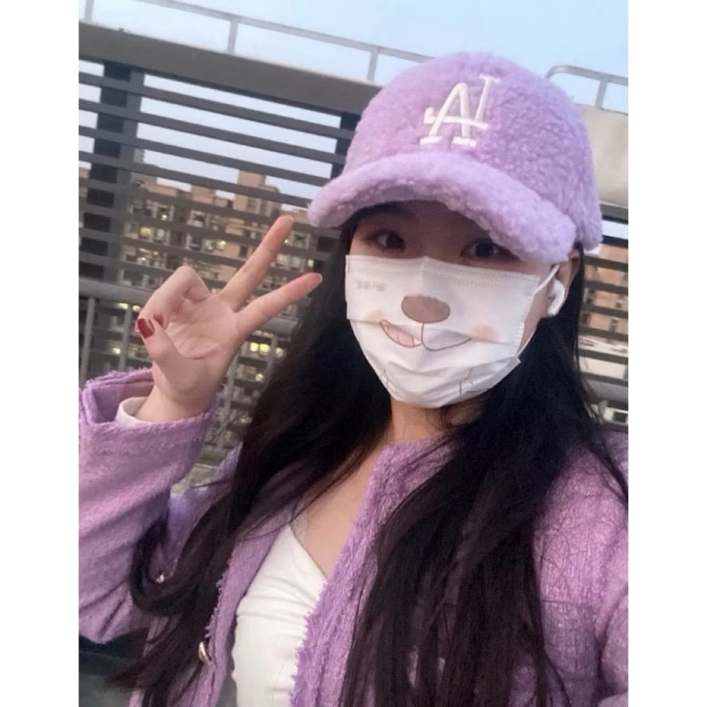 台中正品現貨⚡️ 韓國🇰🇷 薰衣草紫 奶紫MLB刺繡毛毛帽 老帽 棒球帽 LA 小羔羊🐑可調頭圍-細節圖5