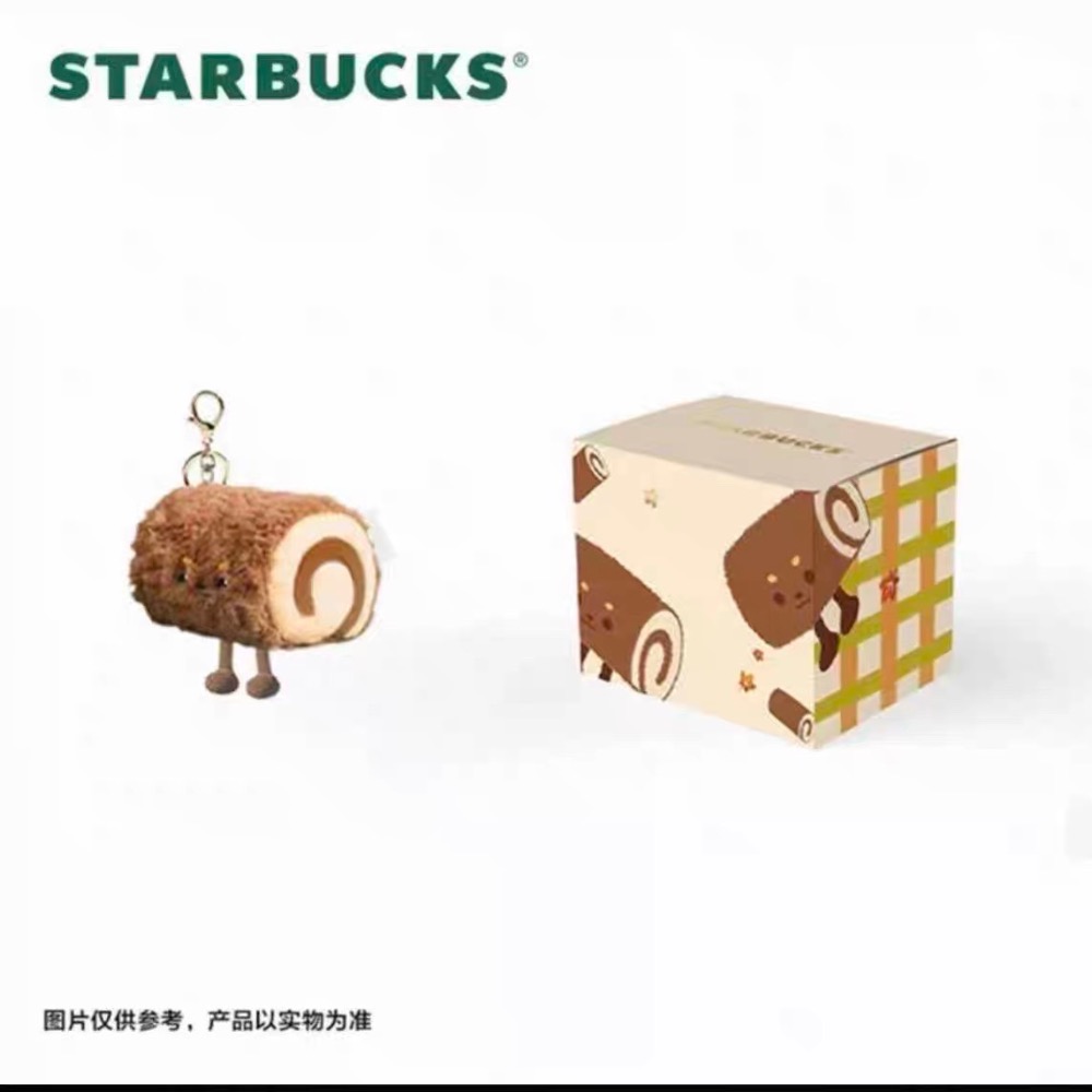 台中正品現貨⚡️星巴克 可頌🥐牛角包 瑞士捲 蘋果派 麵包 蛋糕 STARBUCKS 聖誕節 毛絨 掛飾 掛件 鑰匙扣-規格圖11